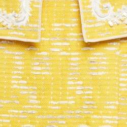 مملوكة مسبقًا Oscar de la Renta Yellow Embellished Cotton Blend Jacket & Skirt Set M