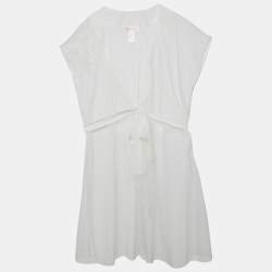 مملوكة مسبقًا Oscar de la Renta Pink Label White Tulle Belted Overlay Sheer Shrug L