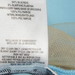 مملوكة مسبقًا فستان كاب حرير أوسكار دي لا رينتا أزرق تركواز مقاس صغير - إكس سمول