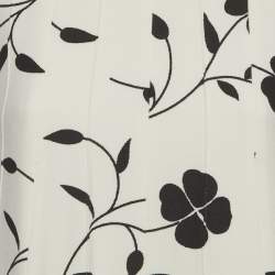 Pre Owned Oscar de la Renta White Floral Printed Wool Sleeveless Shift Dress M