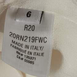 Pre Owned Oscar de la Renta White Floral Printed Wool Sleeveless Shift Dress M