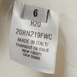 Pre Owned Oscar de la Renta White Floral Printed Wool Sleeveless Shift Dress M