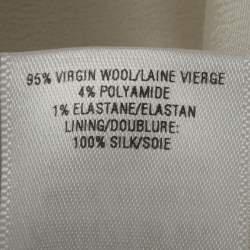 Pre Owned Oscar de la Renta White Floral Printed Wool Sleeveless Shift Dress M