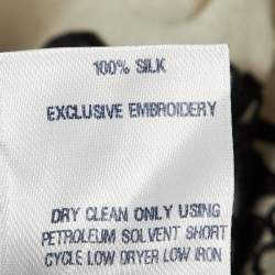 Pre Owned Oscar De La Renta White Embroidered Silk Chiffon Shirt M