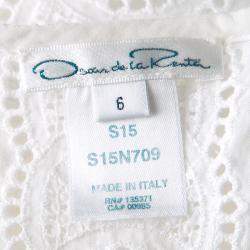 Pre Owned بلوزة أوسكار دي لا رنتا أكمام طويلة أنغليز برودري بيضاء M