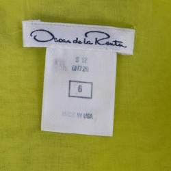 مملوكة مسبقًا توب أوسكار دي لارينتا أخضر شارتروز حرير أورغانزا بكشكشة وأبليكات موردة M