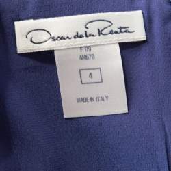 مملوكة مسبقًا فستان اوسكار دي لا رينتا واسع ومكسم بلا اكمام حرير أزرق زاهي S