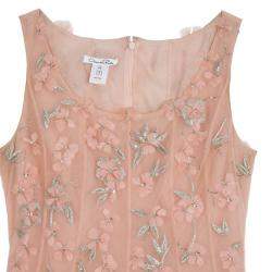 Pre Owned Oscar de la Renta Pink Floral Embellished Evening Gown Spring 2013 L