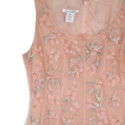 Pre Owned Oscar de la Renta Pink Floral Embellished Evening Gown Spring 2013 L