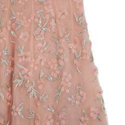 Pre Owned Oscar de la Renta Pink Floral Embellished Evening Gown Spring 2013 L