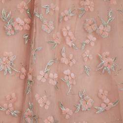 Pre Owned Oscar de la Renta Pink Floral Embellished Evening Gown Spring 2013 L