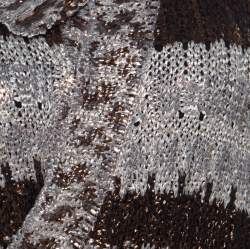 Pre Owned Oscar de la Renta Brown & Bronze Silk Knit Cardigan L 