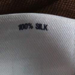 Pre Owned Oscar de la Renta Brown Silk Wide Leg Trousers L