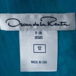 مملوكة مسبقًا Oscar de La Renta Blue Printed Toile Silk Pleated Sleeveless Dress L
