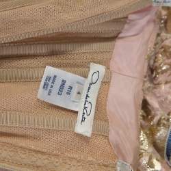 مملوكة مسبقًا Oscar De La Renta Pink and Gold Brocade Strapless Asymmetrical Dress S