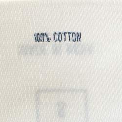 Pre Owned Oscar de la Renta White Crochet Maxi Belted Kaftan S