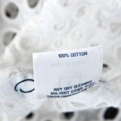 Pre Owned Oscar de la Renta White Eyelet Lace Ruffle Detail Top M