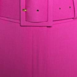Pre Owned Oscar de la Renta Pink Stretch Wool Belted Culottes XL