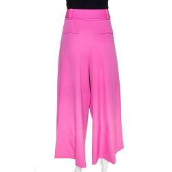 Pre Owned Oscar de la Renta Pink Stretch Wool Belted Culottes XL