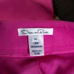 Pre Owned Oscar de la Renta Pink Stretch Wool Belted Culottes XL