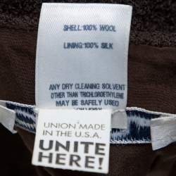 Pre Owned فستان أوسكار دي لا رينتا أكمام قصيرة مزخرف صوف منقوش بني L