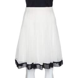 Oscar de la Renta Bicolor Chiffon Pleated A Line Skirt M
