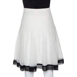 Oscar de la Renta Bicolor Chiffon Pleated A Line Skirt M