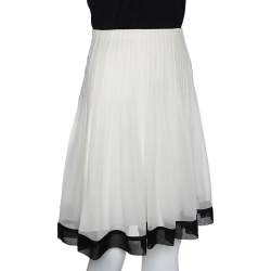 Oscar de la Renta Bicolor Chiffon Pleated A Line Skirt M