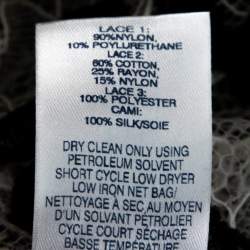 Pre Owned Oscar de la Renta Monochrome Floral Lace Long Sleeve Blouse L 