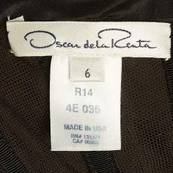 Pre Owned Oscar de la Renta Black Floral Embroidered and Appliqued Tulle Halter Neck Gown M