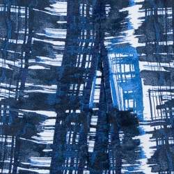 Pre Owned Oscar de la Renta Blue & White Jacquard Patterned A-Line Skirt L