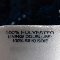 Pre Owned Oscar de la Renta Blue & White Jacquard Patterned A-Line Skirt L