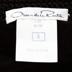 Oscar de la Renta Black Silk Crochet Knit Sleeveless Top S