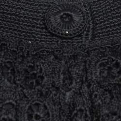 Oscar de la Renta Black Silk Crochet Knit Sleeveless Top S
