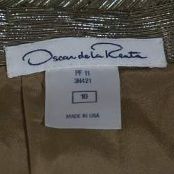 Oscar de la Renta Gold Lurex Silk Ruffled Maxi Skirt L