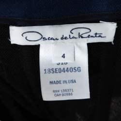 Pre Owned Oscar de la Renta Midnight Blue Silk Sequin Embellished Strapless Gown S