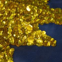 Pre Owned Oscar de la Renta Midnight Blue Silk Sequin Embellished Strapless Gown S