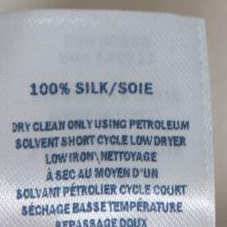 Pre Owned Oscar de la Renta Off White Silk Layered Tie Detail Blouse L