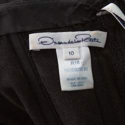 مملوكة مسبقًا Oscar de la Renta Black Silk Sequin Embellished Strapless Gown L