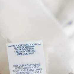 Oscar de la Renta White Painted Effect Lace Ruffle Detail Short Dress M