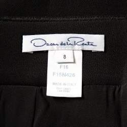 Pre Owned Oscar de la Renta Black Wool Paneled Short Skirt M
