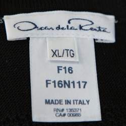 Pre Owned Oscar de la Renta Black Silk Knit Ruffle Trim Detail Sheath Dress XL