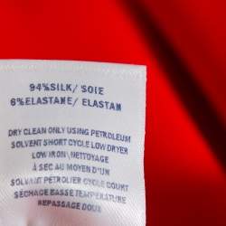 Pre Owned Oscar de la Renta Red Silk Crepe Cape Detail Gown M