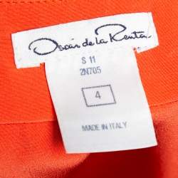 Oscar de la Renta Orange Ruffled Silk Sleeveless Top S