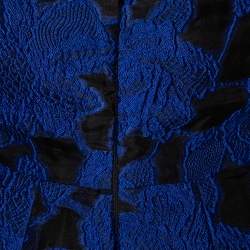 مملوكة مسبقًا Oscar de la Renta Blue Floral Devore Lace Strapless Gown XL