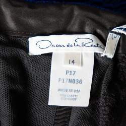 مملوكة مسبقًا Oscar de la Renta Blue Floral Devore Lace Strapless Gown XL