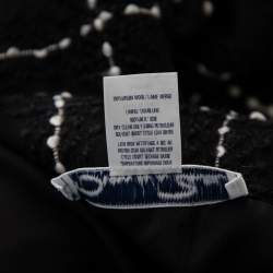 Pre Owned Oscar de la Renta Monochrome Embroidered Wool Button Front Jacket M