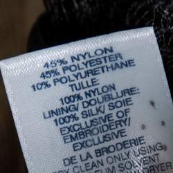 Pre Owned Oscar de la Renta Black & Gold Embroidered Tulle Strapless Gown S