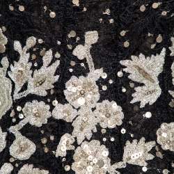 Pre Owned Oscar de la Renta Black & Gold Embroidered Tulle Strapless Gown S