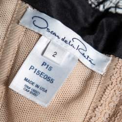 Pre Owned Oscar de la Renta Black & Gold Embroidered Tulle Strapless Gown S